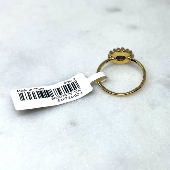 Banana Republic NWT Purple Pink Gemstone Faux Diamond Floral Gold Ring, Size 5 - Picture 4 of 7